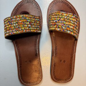 Jua Slide Sandals – Rainbow Beaded Leather Flats