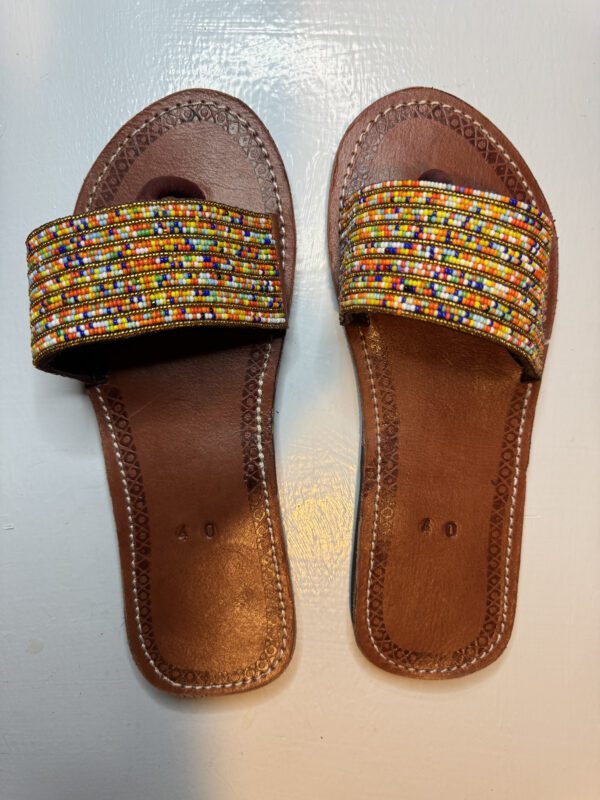 Jua Slide Sandals – Rainbow Beaded Leather Flats