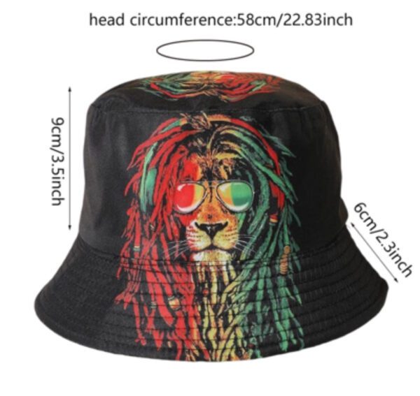 Unisex Jamaican Rasta Reggae Judah Lion Bucket Hat